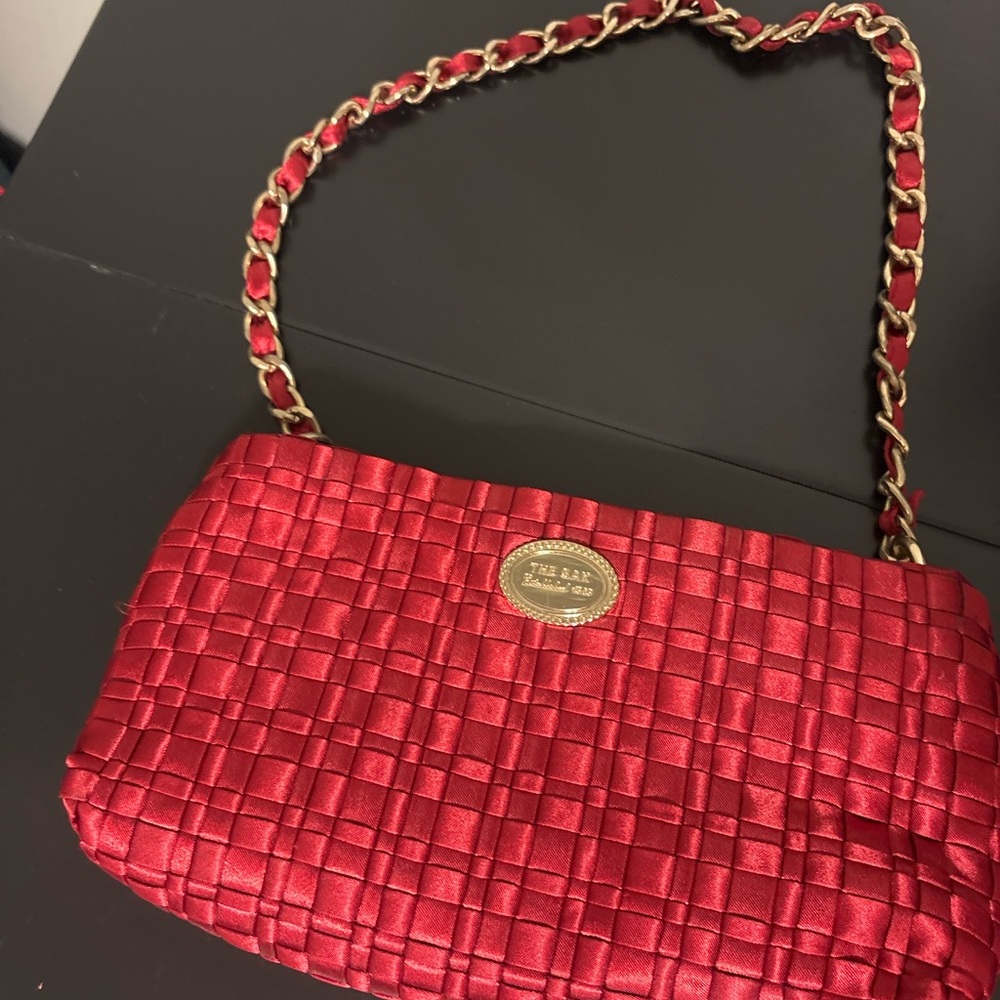 The Sak Red Woven Shoulder Bag with Chain Strap